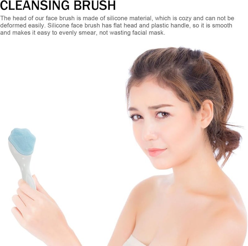Blue Cat Paw Silicone Facial Cleansing Brush Long Handle Manual Massager For Deep Cleaning Sensitive Skin - Image 5